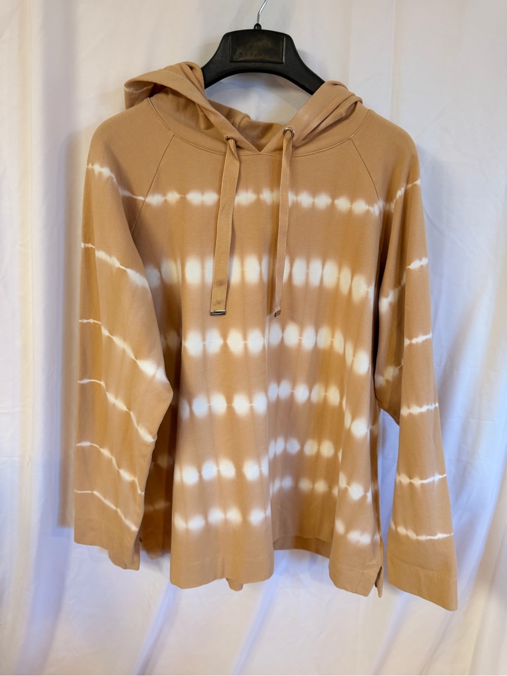 Isaac Mizrahi Live! Tie Dye Pullover with hood, Camel and White size 2x